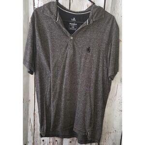 Rugby University Men's Polo Shirt - Size Large L - Black Gray Short Sheeve Sport